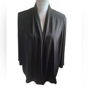 CHICO'S BLACK OPEN FRONT Polka-Dot Chiffon Back TOP JACKET Cardigan Size Medium